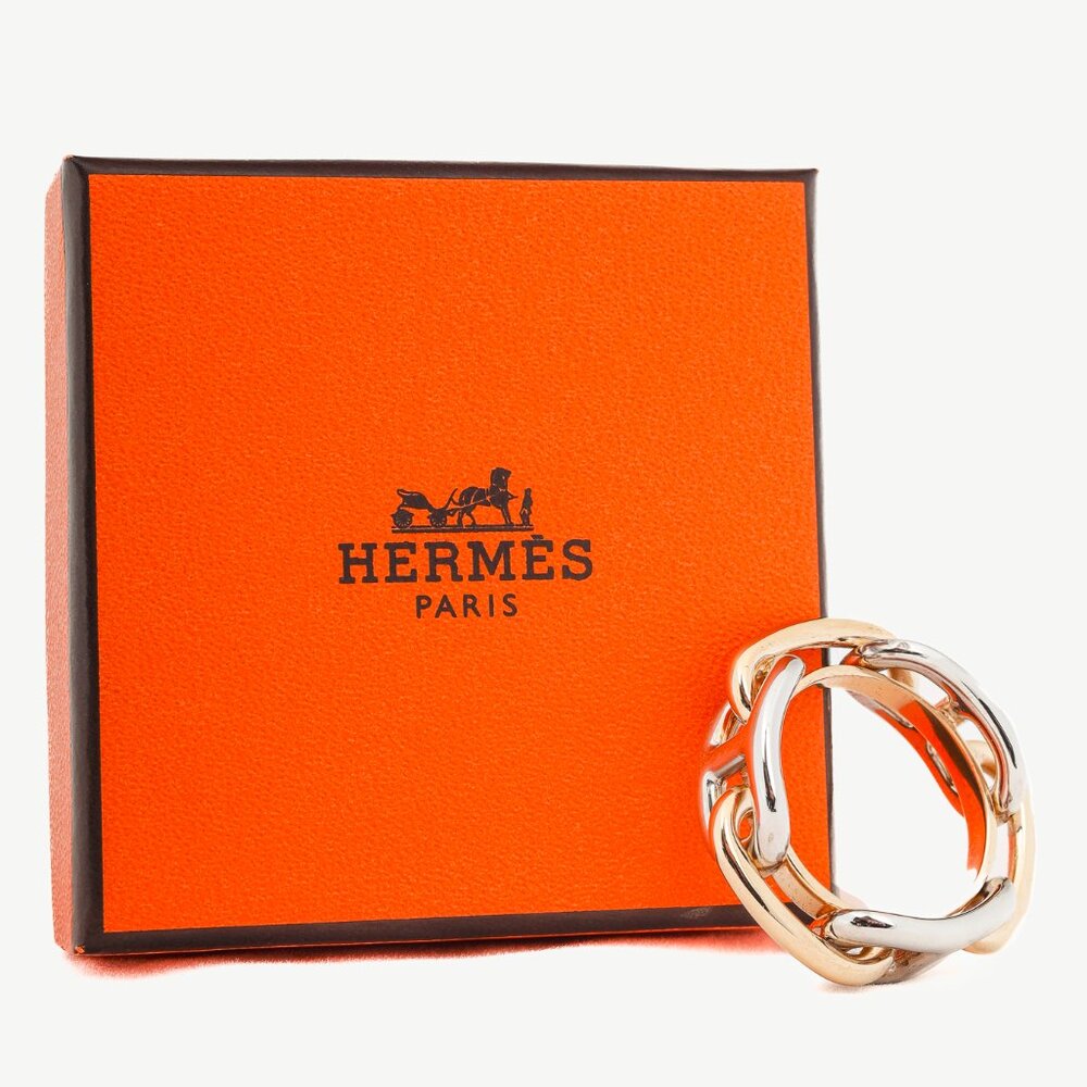 Hermes Regate Two-Tone Palladium-Plated Scarf 90 Ring